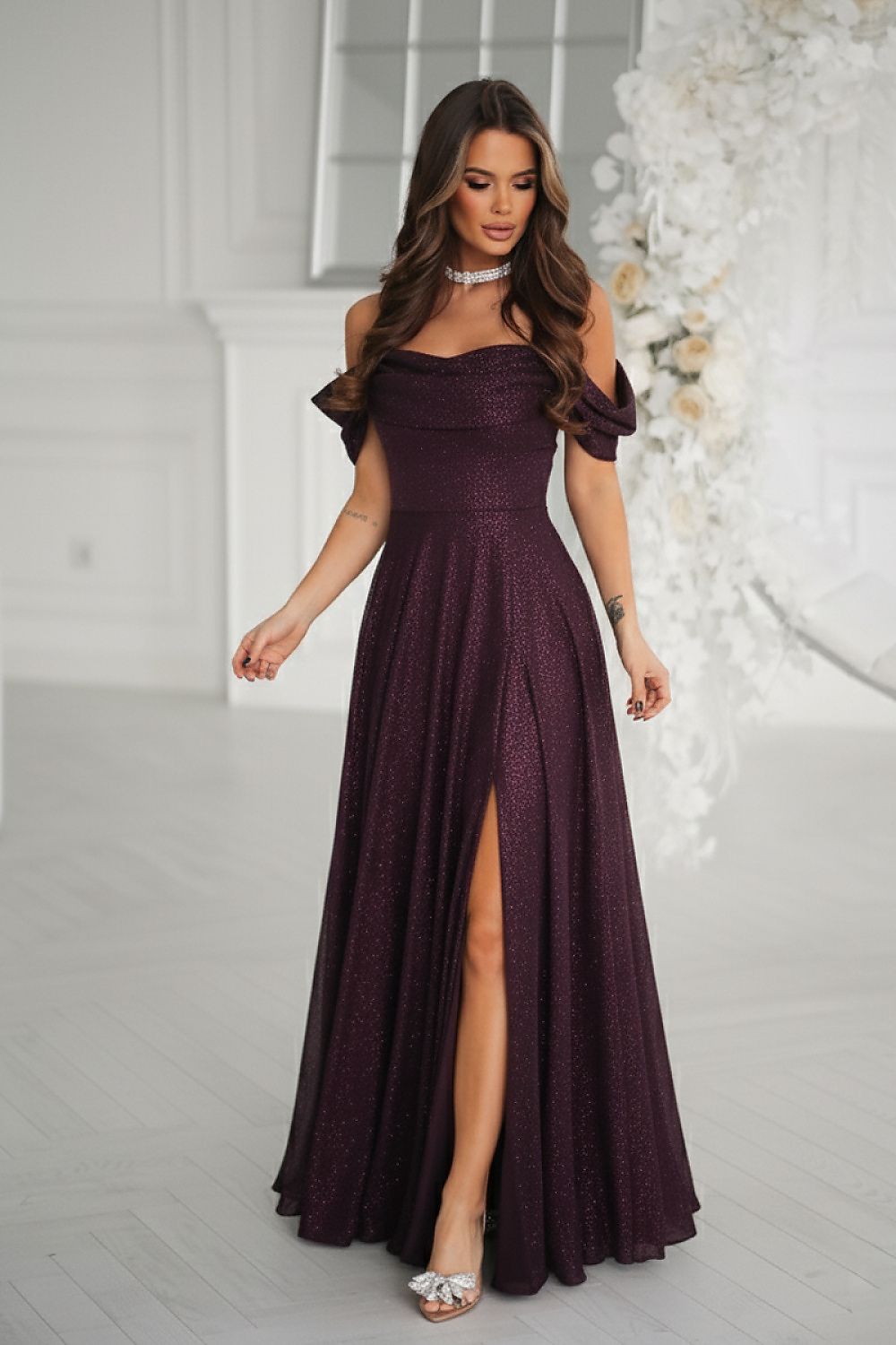 Langes Kleid model 220659 Bicotone