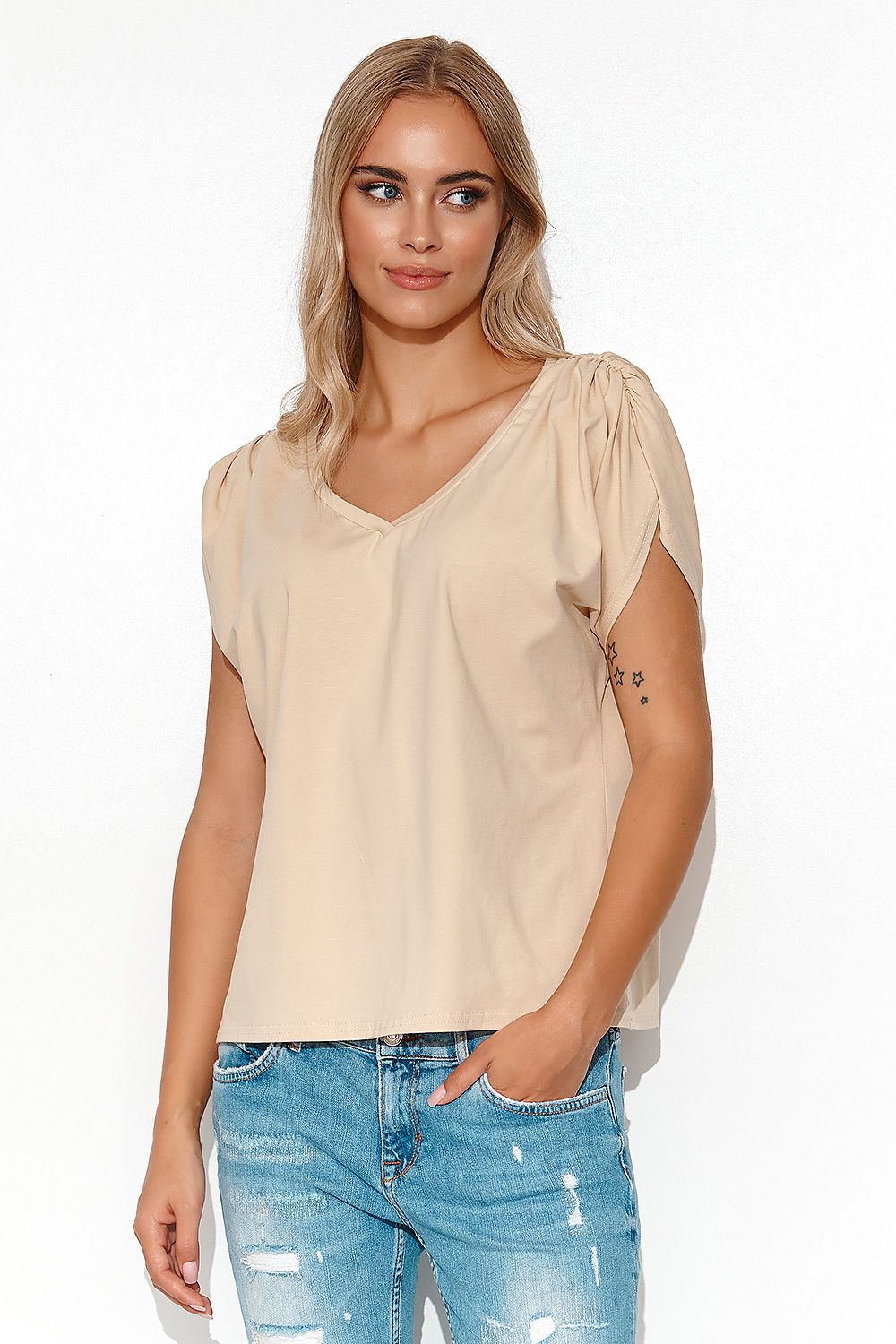 Bluse model 178321 Makadamia