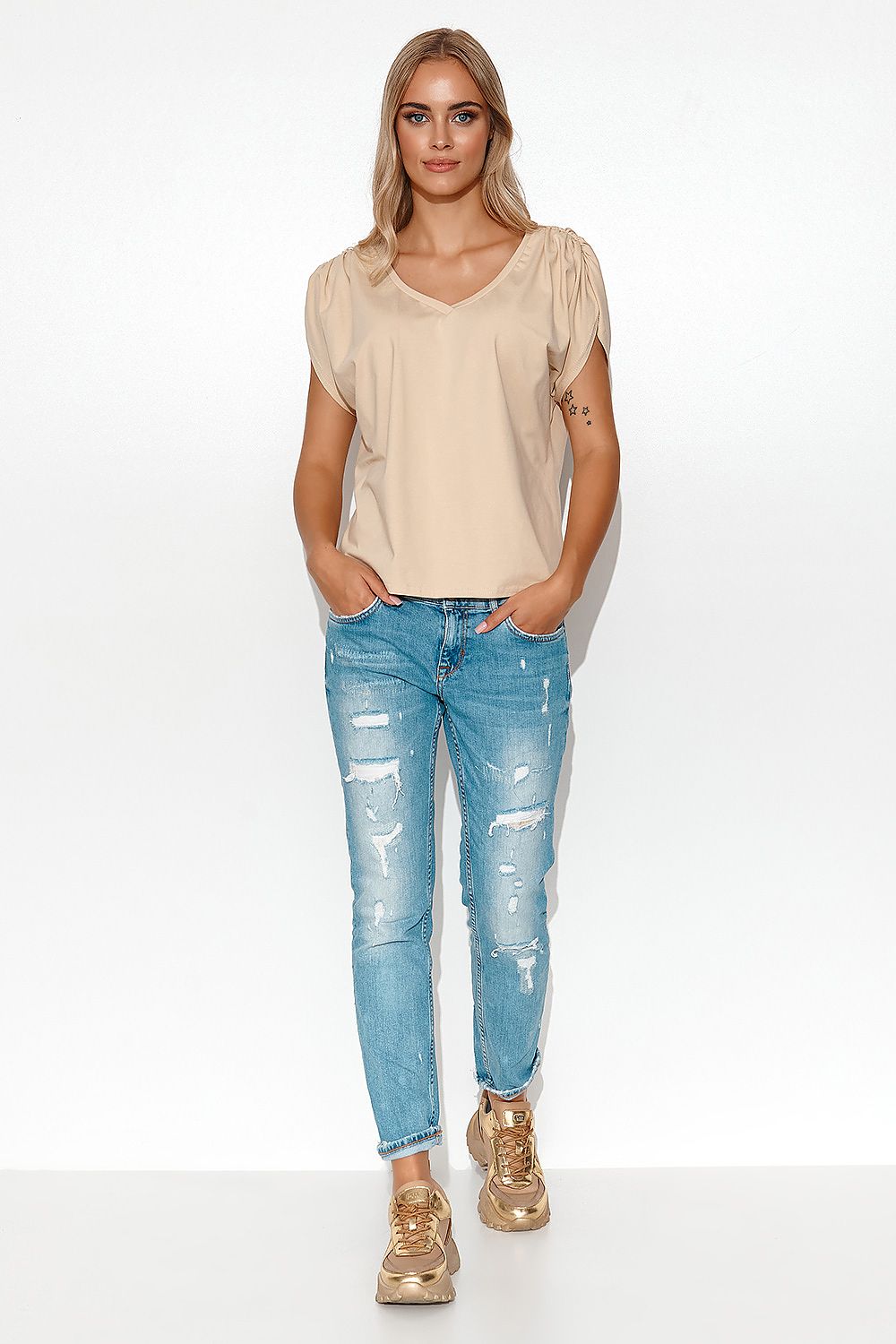 Bluse model 178321 Makadamia